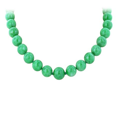 Natural Jadeite Jade Bead Necklace At 1stdibs