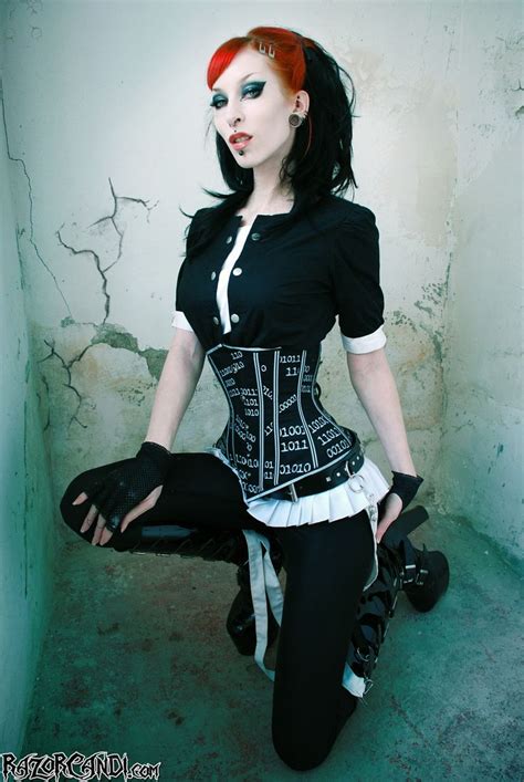 Older Set Modelling A Gore Couture Corset Look At Those Un Tattooed