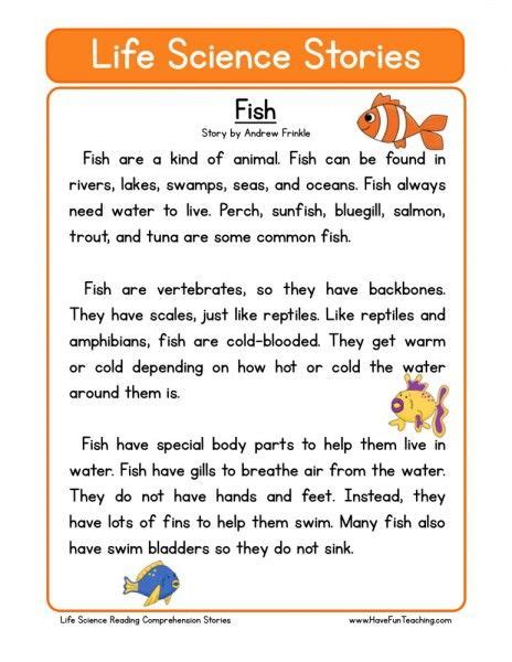 You can print, edit, or complete these worksheets online. Reading Comprehension Worksheet - Fish | Science reading comprehension, Science reading, Reading ...
