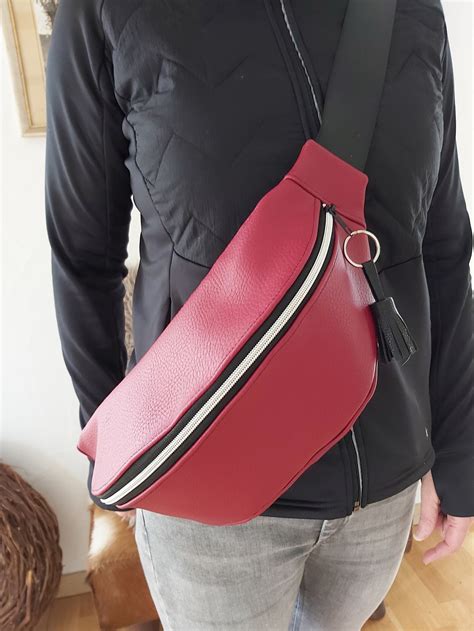 Stylish Xl Belly Bag Crossbody Bag Belt Bag Red Faux Etsy