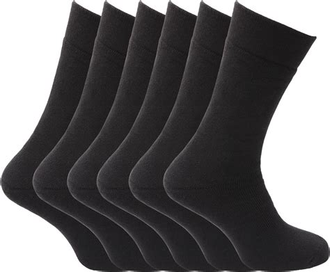 Mens Non Elastic Extra Soft Top Warm Thermal Socks Pack Of 6 Shoe 6 11 Black Uk