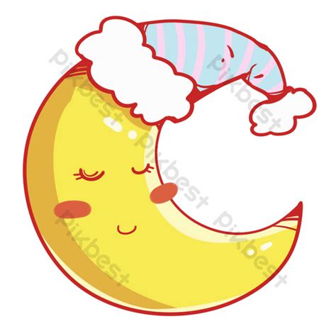 Drawing Cartoon Moon Sleeping Png Images Psd Free Download Pikbest