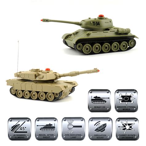 Remote Control Battle Tanks Military Infrared Turret Rotate Rc Toys Led