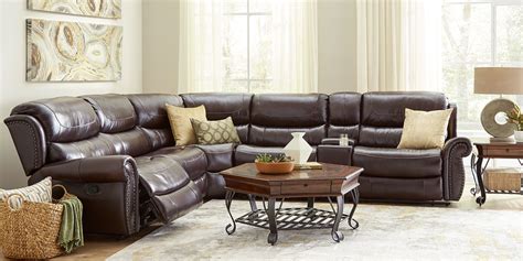 Venezio Brown Leather 6 Pc Reclining Sectional Rooms To Go