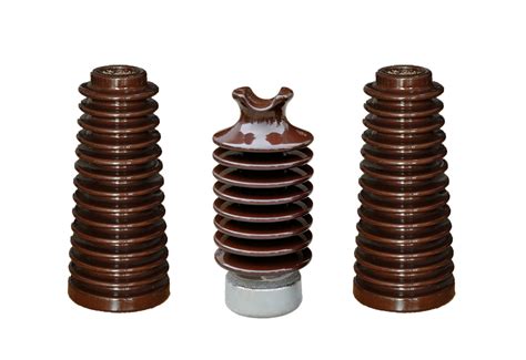 Brown 381mm Height 125kn Porcelain Post Insulators For Electric Power