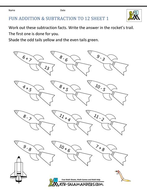 There are some sample worksheets below each section to provide a sense of what to expect. First Grade Math Activities