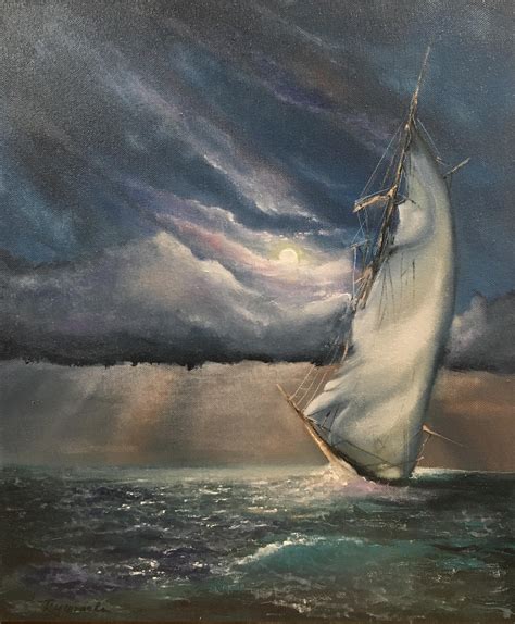 Sailing Ship Oil Painting By My Mother Rartoilpainting