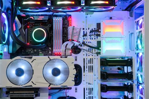 Inside Desktop Pc Gaming And Cooling Fan Cpu System With Multicolored