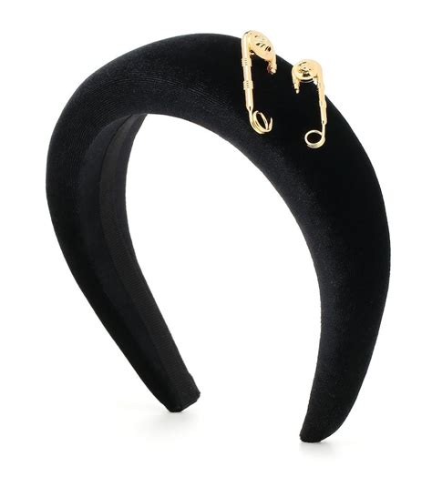 Versace Velvet Headband Golden Safety Pins Adorned With The Iconic