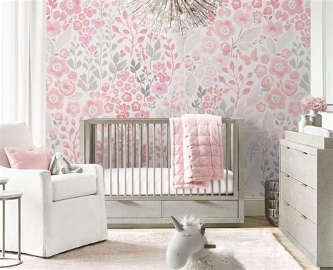Floral Repositionable Removable Wallpaper Peel And Stick Etsy Nursery
