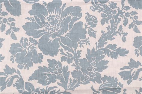 125 Yards Grey Watkins Uppack Flower Printed Linen Drapery Fabric In