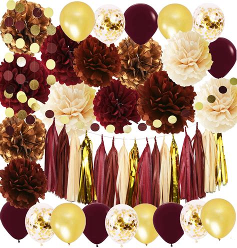 Fall Bridal Shower Decorations/Graduation Decorations 2021 Burgundy Gold Birthday Decorations ...