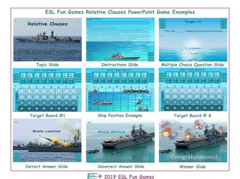 They are introduced by a relative pronoun like 'that', 'which', 'who', 'whose', 'where' and 'when'. Relative Clauses English Battleship PowerPoint Game ...