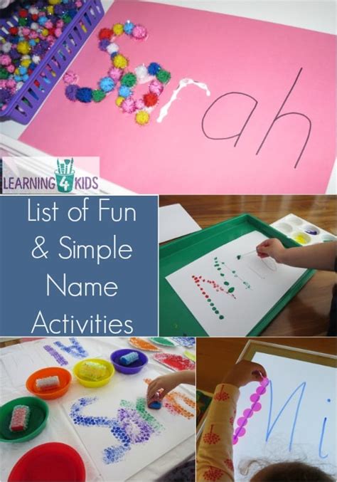 List Of Simple And Fun Name Activities Learning 4 Kids