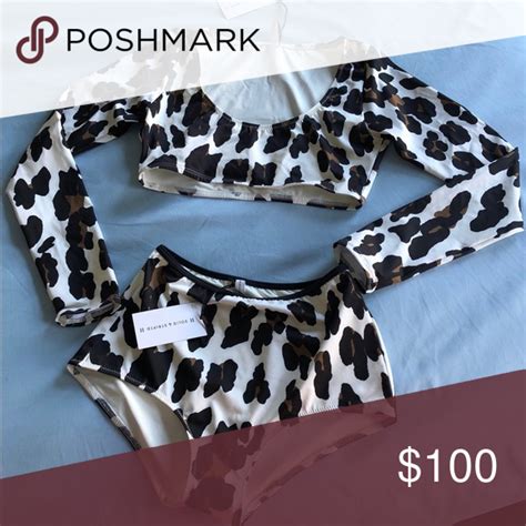 Solid And Striped Leopard Swimwear Set Size S