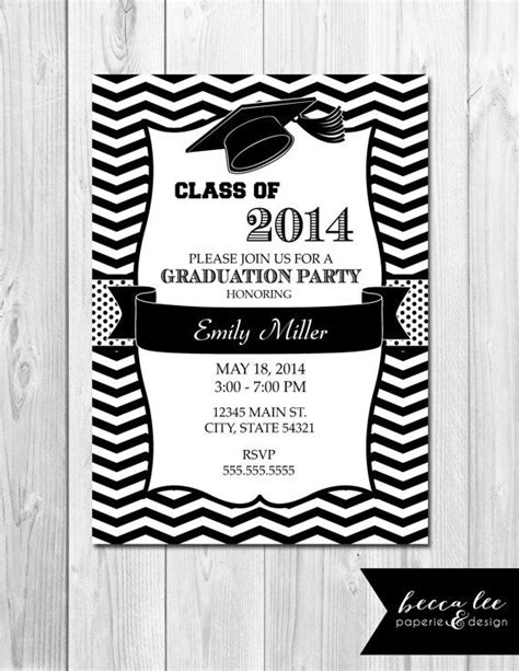 graduation party invitation class of 2020 black and white etsy graduation party black