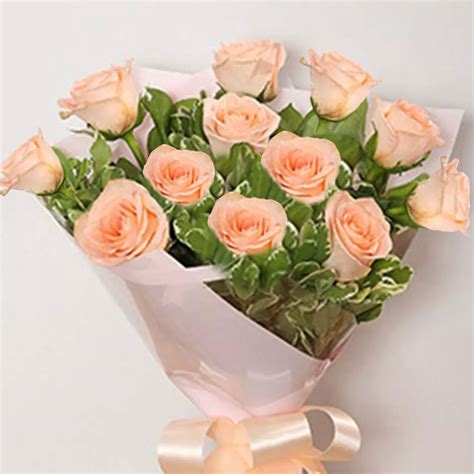 Online Peach Roses Bouquet Gift Delivery In Singapore Fnp