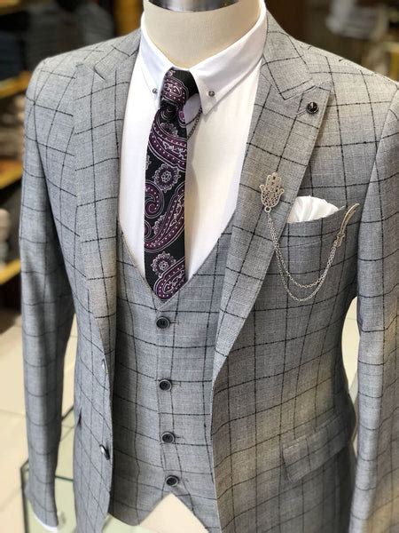harringate premium slim fit plaid suit brabion