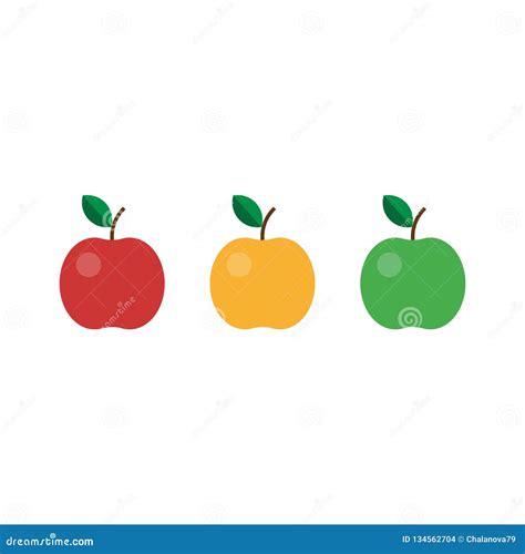 Vector Set Of Apples Whole Apple Apples Vector Illustration Stock