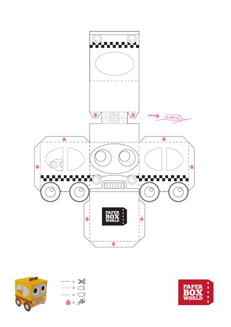 Taxi Paper Toy Box Template Download Printable Pdf Templateroller