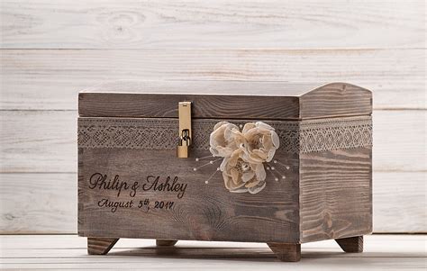 Wedding Money Box With A Lock Key Keepsake Chest Custom Wooden Etsy