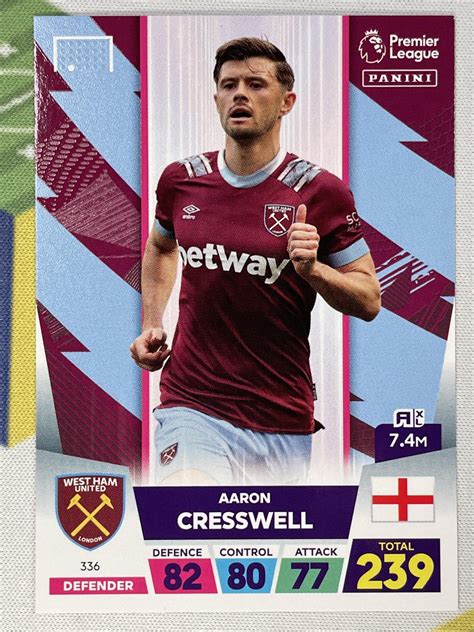 336 Aaron Cresswell West Ham Base Panini Premier League Adrenalyn Xl 2023 Card Solve Collectibles