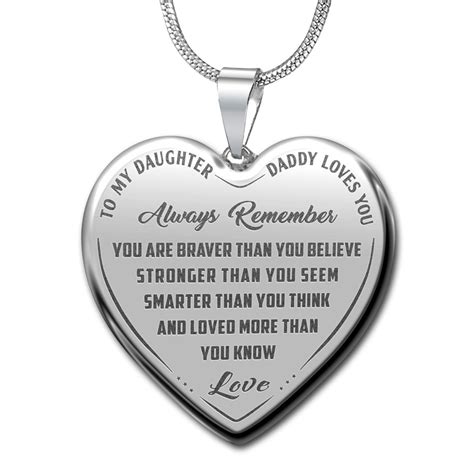 Experience gifts for mom and daughter. To My Daughter Novelty Luxury Engraved Heart Necklace ...
