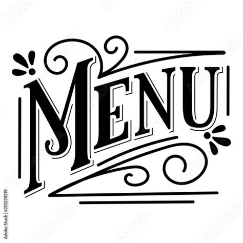 Menu Hand Drawn Lettering Vintage Letters Isolated On White