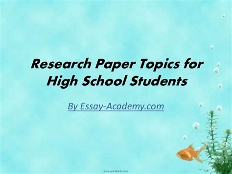 Research Paper Topics For High School Students