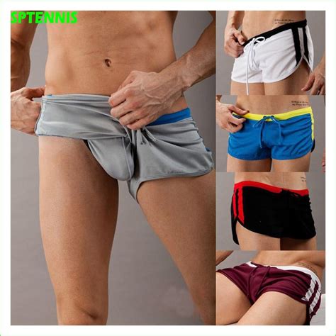 Men Sexy Low Waist Running Shorts Mesh Polyester Quick Dry Fitness Gym