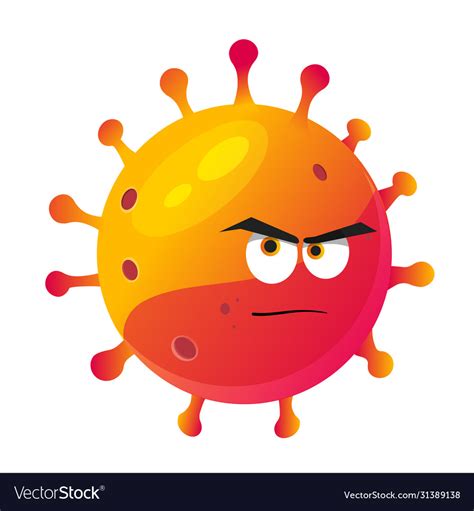 Orange Cartoon Coronavirus With Funny Angry Face Vector Image