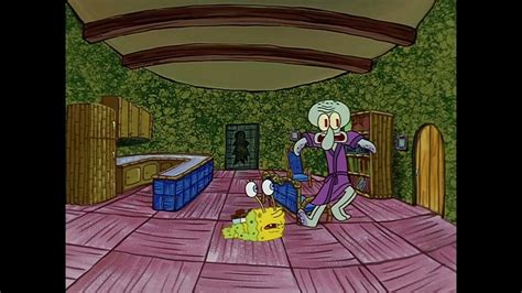 Squidward Trying To Run Away From Spooky Scary Snail Spongebob For 10