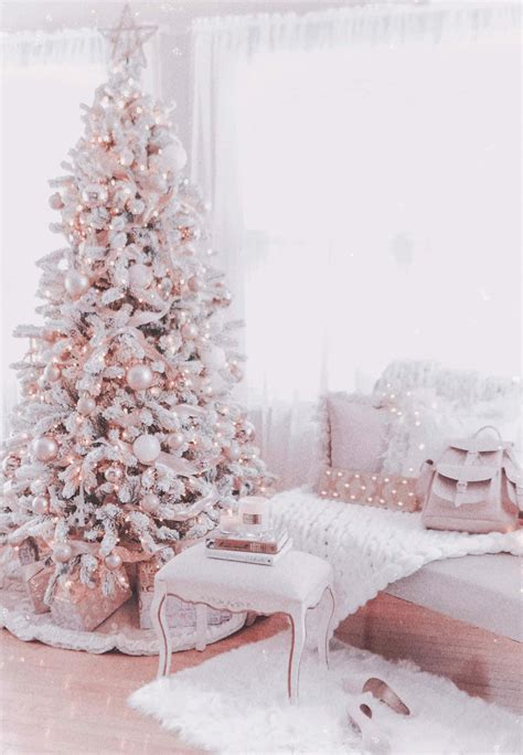 Download Rose Gold Christmas Theme Wallpaper