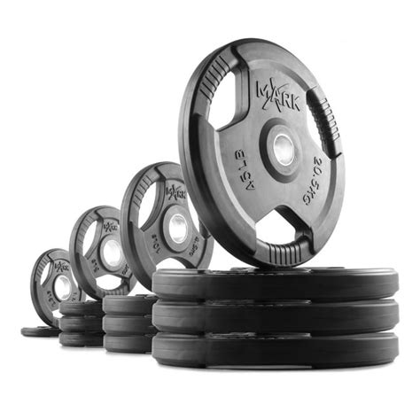 Xmark Rubber Coated Tri Grip Olympic Plate Weights 245 Lb Set