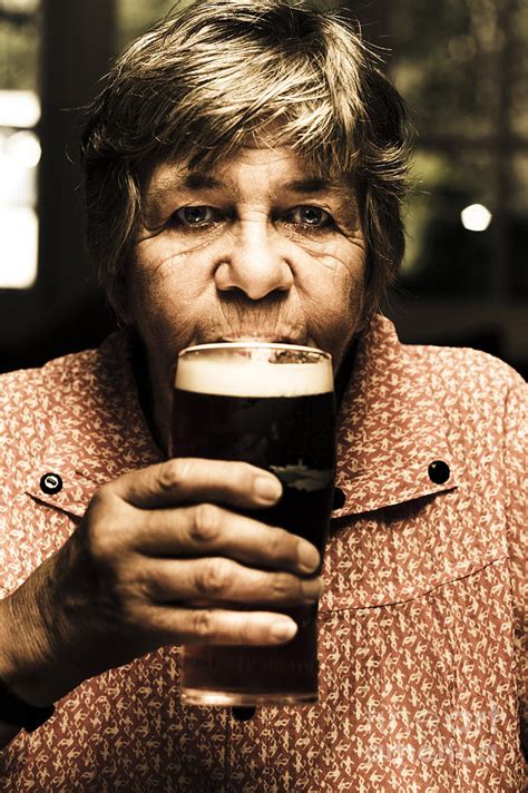 Senior Person Enjoying A Cold Beer At Bowls Club Photograph By Jorgo