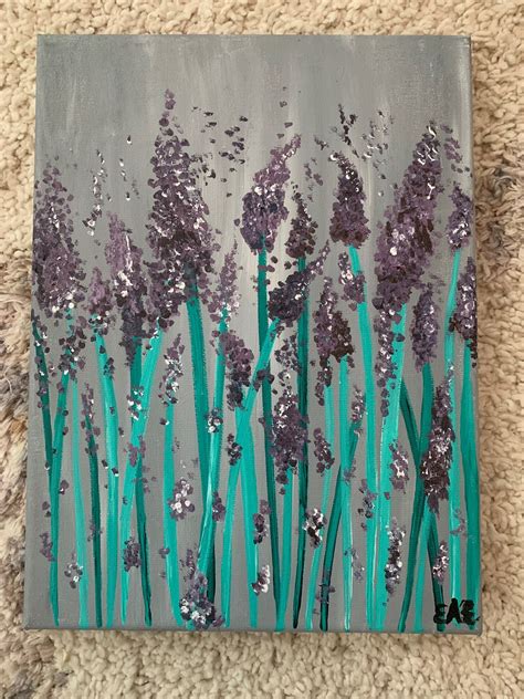 Lavender Flower Acrylic Painting Etsy