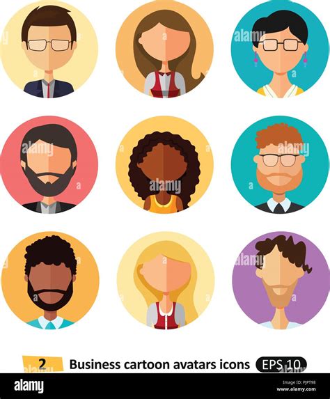 Flat Icons Users Avatars Office Business People Set Vector Illustration