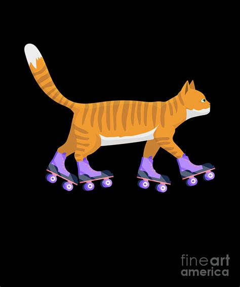 Inline Skating Cat Kitten Rollerblading Skates T Digital Art By