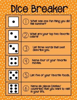Virtual icebreakers are particularly useful for team meetings or training sessions where your participants don't know each other well. Dice Breaker - Ice breaker dice game by That School Psych ...