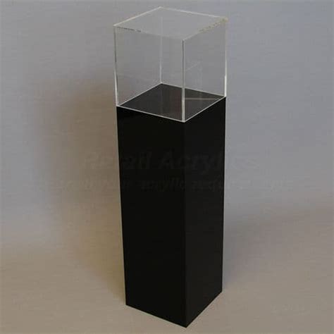 120cm tall black acrylic display pedestal plinth with display case