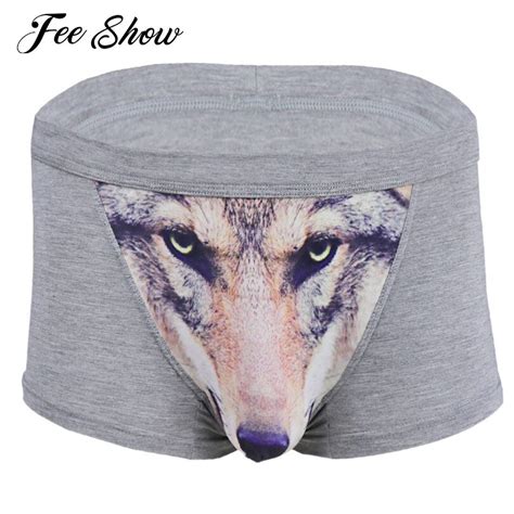 New Men Fashion Underwear 3d Wolf Boxer Shorts Men Wolf Underwear Sheer