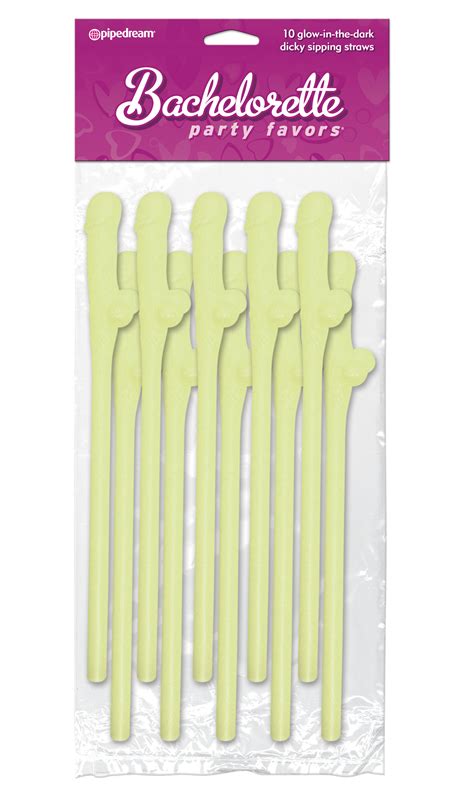 pd6203 02 bachelorette party favors dicky sipping straws glow in the dark 10 piece honey s