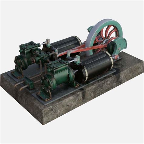 Steampunk Twin Steam Engine 3d Model By Kungfugrip