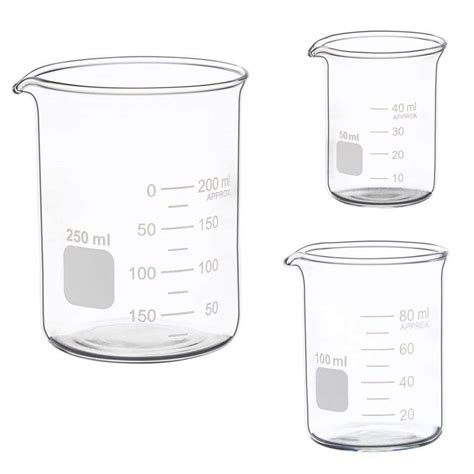 Mua Glass Measuring Low Form Beaker Set 50ml 100ml 250ml Glass Graduated Beaker Set  Trên