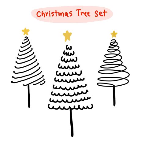 Set Of Hand Drawn Christmas Tree Christmas Tree Christmas Hand Drawn