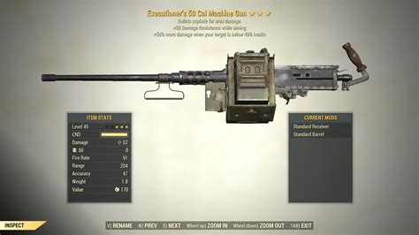3 Executioners 50 Cal Machine Gun Explosive 50dr Fallout 76 Pc