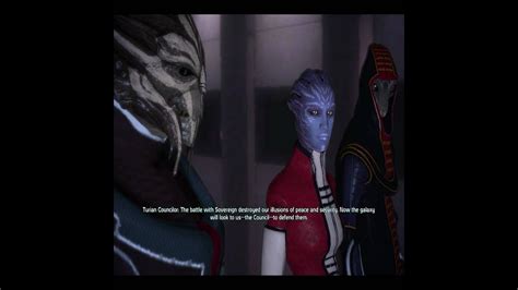 Mass Effect Renegade Shepard Ending With The Council Youtube