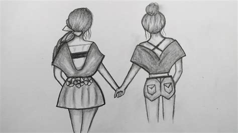 Best Friends Pencil Drawing ~ Friendship Drawing Friends Pencil Drawings Friend Bff Sketches
