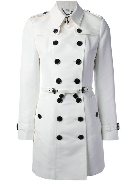 Lyst Burberry Double Breasted Trench Coat In White