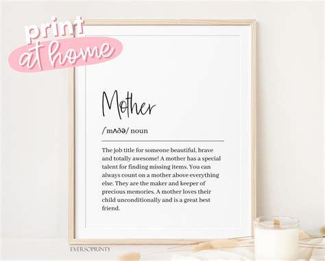 Mutter Definition Print Geschenk Für Mama Von Tochter Mama